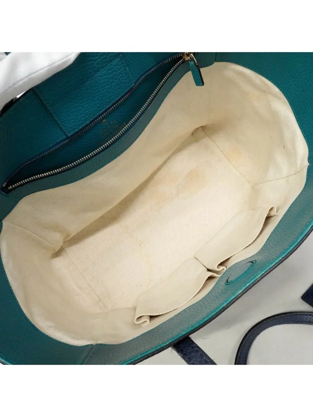 Gucci Tote Swing Leather Navy Gold
